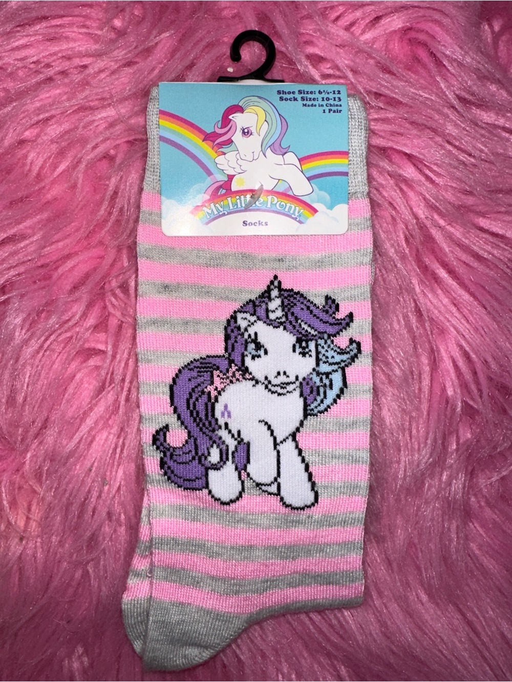 My Little Pony Girls' Pink Stripe Unicorn Socks